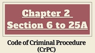 Chapter 2 CrPC  Section 6 to 25A of CrPC  Constitution of Criminal Courts and Offices CrPC [upl. by Suki386]