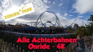 Alle Achterbahnen  EuropaPark  Onride  4K [upl. by Anavoj]