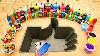 How to make Like Hand with Cement S25 amp iPhone 16 vs Big Coca Cola and Mentos Schweppes amp Mirinda [upl. by Dulcle]