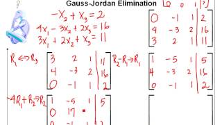 GaussJordan Elimination 3x4 matrix [upl. by Nivlak207]