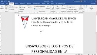 Cómo hacer una carátula en Word [upl. by Honeyman]