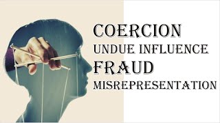 Coercion Undue Influence Fraud Misrepresentation  Indian Contract Act 1872  Law Guru [upl. by Ahseikram]