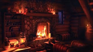 Wood Cabin Ambience  Heavy Blizzard Sounds for Sleep Relaxation amp Study with Fireplace Sounds [upl. by Standush23]