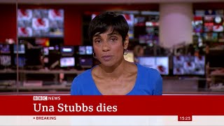 BBC News announces the death of Una Stubbs 12 August 2021 [upl. by Atteuqahc]