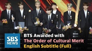 BTS quotAll this glory to ARMYsquot Awarded with the Order of Cultural Merit  English Sub Full  SBS [upl. by Lletnom]