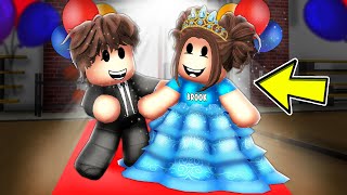 Baby Brooks FIRST SCHOOL DANCE In Roblox Brookhaven [upl. by Ahsael]