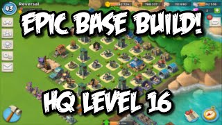 Boom Beach  Headquarter 16 Base Build Layout  Defense Base Build Strategy [upl. by Salman]