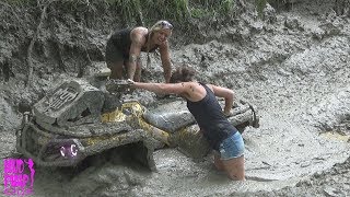 MUD GIRLS STUCK ATV OFF ROAD FUN [upl. by Haibot]