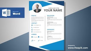 Awesome Blue Resume Design Tutorial in Microsoft Word Silent Version  CV Designing [upl. by Adniuqal233]