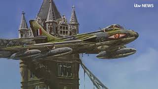 RAF pilot remembers flying Hawker Hunter jet through Tower Bridge  ITV News [upl. by Eltsyrk]