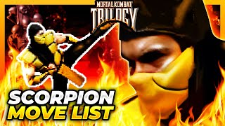 SCORPION MOVE LIST  Mortal Kombat Trilogy MKT [upl. by Hewe]