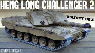 Heng Long Challenger 2 116 RC Tank  AIRSOFT BBS And Metal Tracks  Full Review [upl. by Terena]