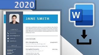 CV Template Word DOWNLOAD FREE ⬇ 2020 😱  Blue Resume Design with Icons ✪ DOCX ✪ [upl. by Abramo404]