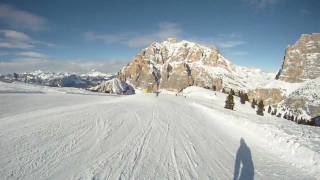 Lagazuoi Dolomites  skirun to Armentarola most beautiful slope filmed on GoPro HD Hero [upl. by Joslyn921]