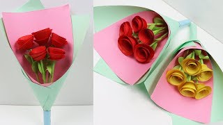 DIY HOW TO MAKE PAPER ROSE FLOWER BOUQUET  STEP BY STEP BOUQUETS MAKING TUTORIAL WITH ROSES FLOWERS [upl. by Alcina]