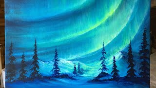 Northern Lights Acrylic Painting step by step tutorial [upl. by Wilmette]