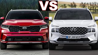 2022 hyundai santa fe vs kia sorento 2022 high efficient amp affordable family SUVs review [upl. by Drhacir]