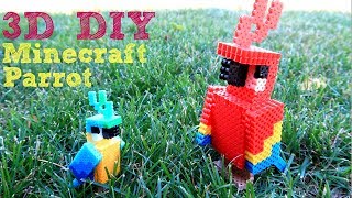 3D Perler Bead Minecraft Parrot Figure Making a Followers Project [upl. by Ayrotal]