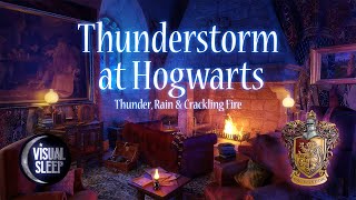 Thunderstorm at Hogwarts Thunder rain amp Crackling fire Sounds for Sleeping Relaxing Studying [upl. by Basile]