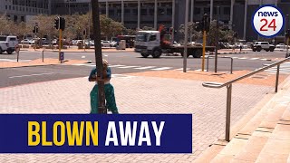 WATCH  Capetonians battle to stay on their feet in gale force winds sweeping through the city [upl. by Nyleek]