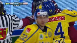 Ice hockey  friendly game 15042017  Latvia v Sweden  4  3 [upl. by Lauritz]